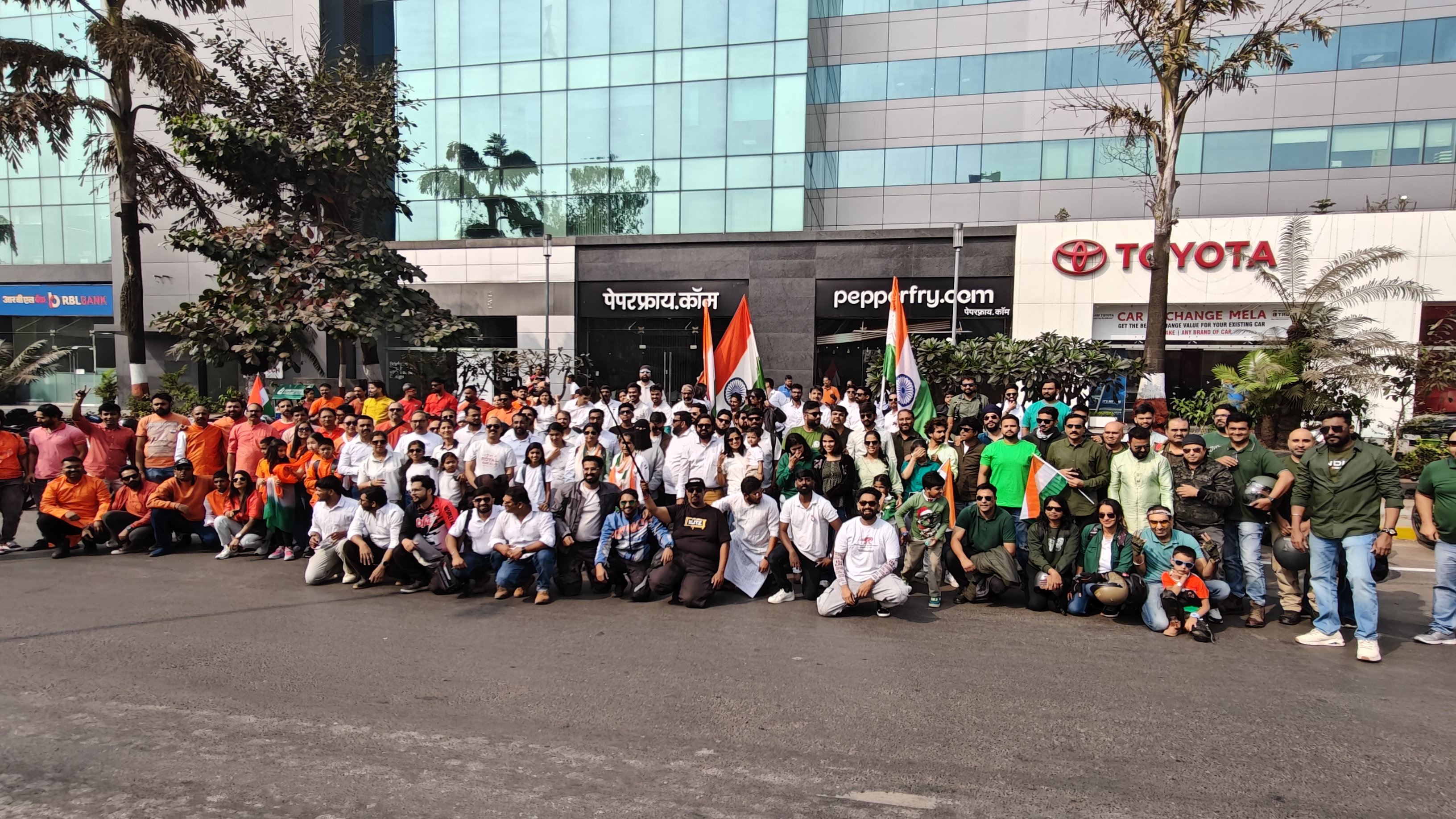 BRC riders on the Tiranga Ride with the national flag