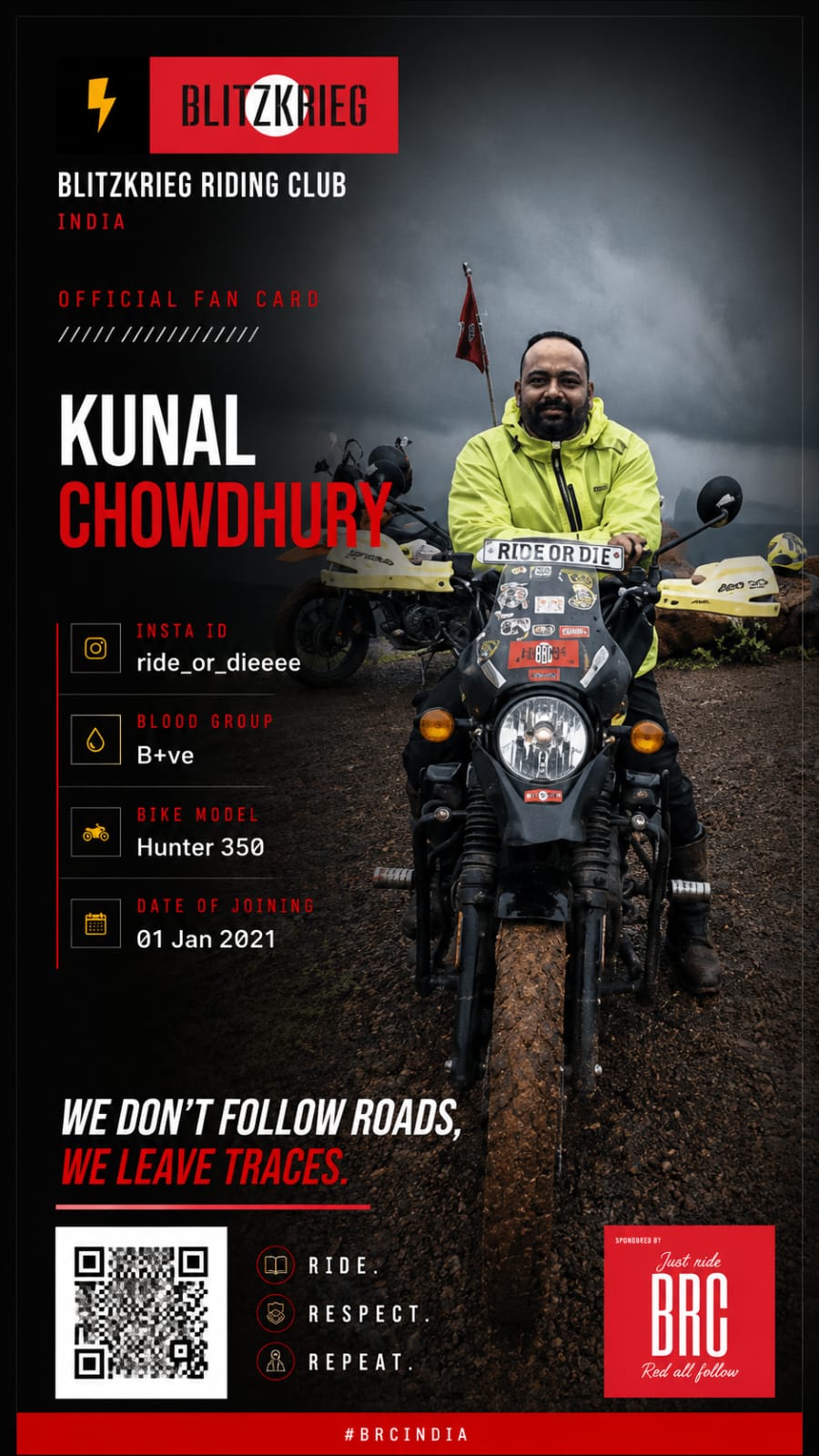 BRC fan card of Kunal Choudhari