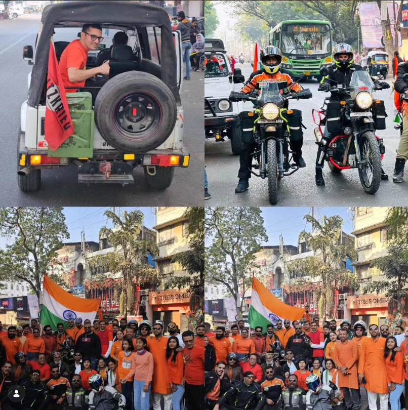 BRC riders in Tricolor formation on the Tiranga Day Ride